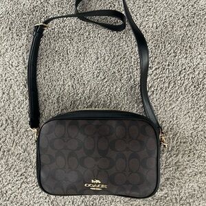 Coach Signature Brown and Black Crossbody Bag